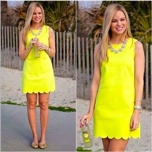 Yellow Dress Neon Scalloped